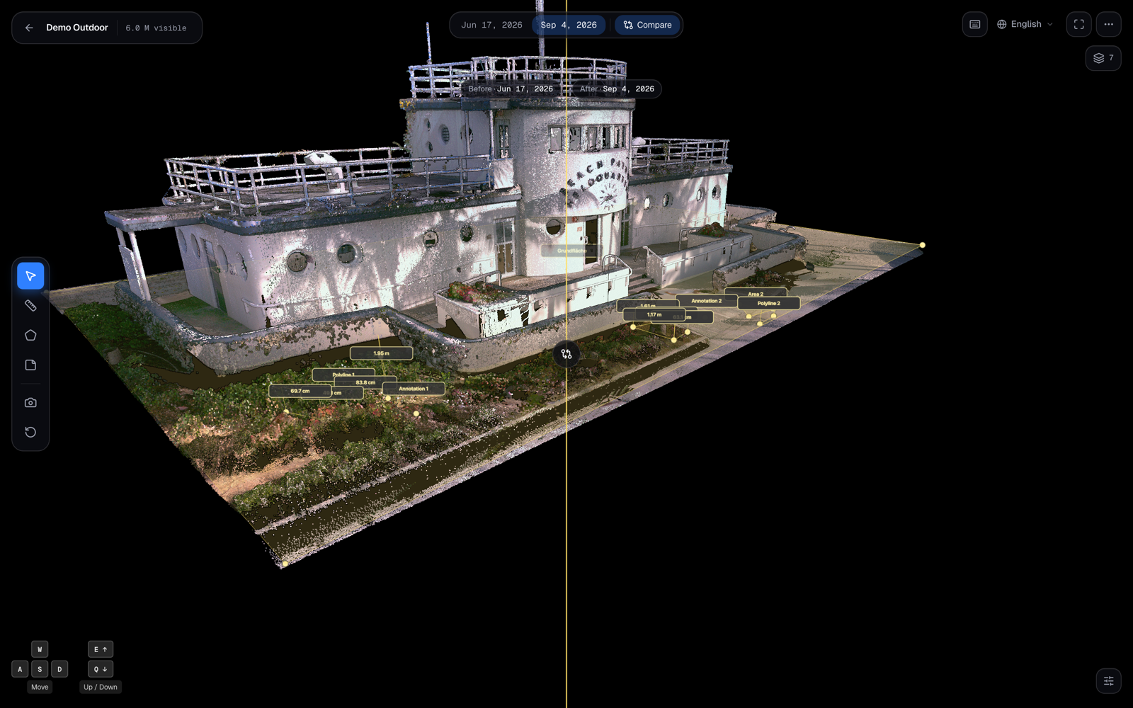 Timeline with two captures and before-and-after comparison in captureViewer
